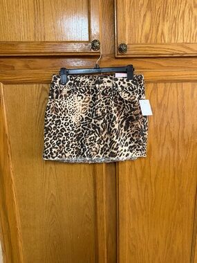 Leopard Print Mini Skirt - Brown
